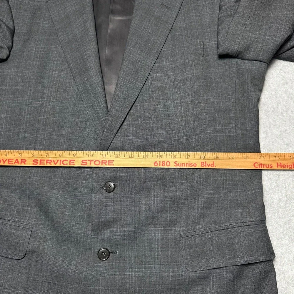 Ermenegildo Zegna Mens Grey/Blue Glen Plaid Wool Blazer Suit Jacket Size 54L 44R